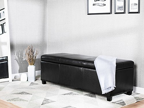 FIRST HILL FHW HRF1980 Upholstery Large Ottoman Faux Leather, Safety Hinge - Like New