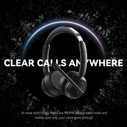 LEVN Wireless Headset with Mic for Work BLUETOOTH NOISE CANCELLING - BLACK - Like New