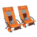 ARROWHEAD OUTDOOR 2-PACK LOW SEATING FOLDING BEACH CHAIR - ORANGE - Like New
