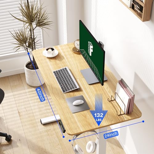 FLEXISPOT STANDING DESK ELECTRIC STAND UP DESK 40" MAPLE TOP/WHITE FRAME - Like New