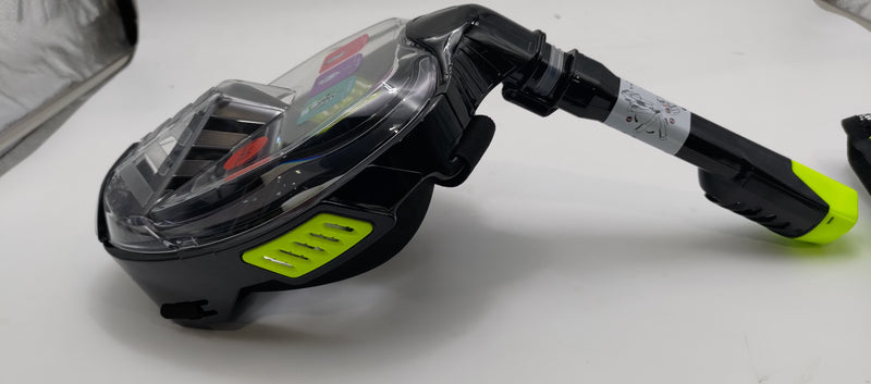 GENERIC DIVING MASK ANTI FOG FULL FACE SNORKEL MASK DRY - L/XL - BLACK/GREEN - Like New