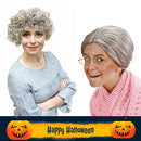CUPOHUS OLD LADY COSTUME SET GRANDMA WIG CAP MADEA GRANNY GLASSES EYEGLASS - Like New