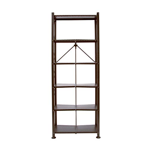 Origami 6 Tier Classic Stamped Steel Bookcase Shelf Organizer Rack - Bronze - Like New