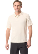 BASS OUTDOOR MEN'S WAFFLE KNIT POLO SHIRT - SIZE: MEN L - BIRCH - Like New