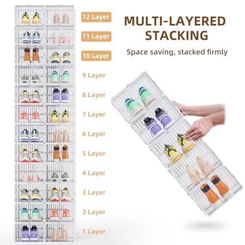 JONYJ 12 PACK SHOE ORGANIZER - WHITE - Like New