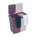 Mabel Home Plastic Laundry Hamper with Lid, 2 sections (Brown-Cream) - Brand New