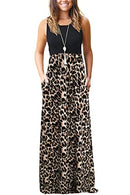MOLERANI Women's Loose Plain Maxi Dresses Casual Long Dresses - Size XL Leopard - Brand New