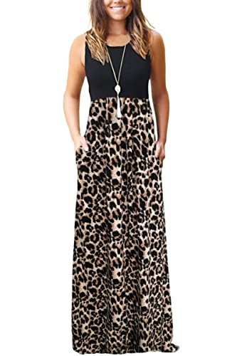 MOLERANI Women's Loose Plain Maxi Dresses Casual Long Dresses - Size XL Leopard - Brand New