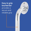 MEDLINE GUARDIAN KNURLED CHROME 16 IN GRAB BAR, 300 LB WEIGHT CAPACITY - CHROME - Brand New