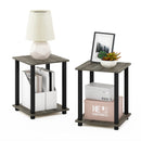 FURINNO SIMPLISTIC SIDE TABLE SET OF 2 2-TIER END TABLE NIGHTSTAND 12127GYW/BK - Like New