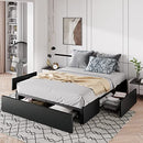 Allewie Queen Size Platform Bed Frame with 3 Storage Drawers, Faux Leather - Like New