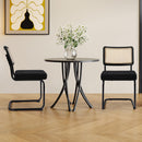 KROFEM DINING CHAIRS SET OF 2 MODERN RATTAN KITCHEN CHAIRS DC02BK-N01 - BLACK - Like New