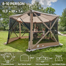 EVER ADVANCED POP UP GAZEBO SCREEN HOUSE TENT FOR CAMPING, BROWN - BROWN - Like New