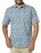 AEM20109SS22 AMAZON ESSENTIALS MEN'S SLIM-FIT SHORT-SLEEVE POPLIN BLUE FLORAL L - Brand New