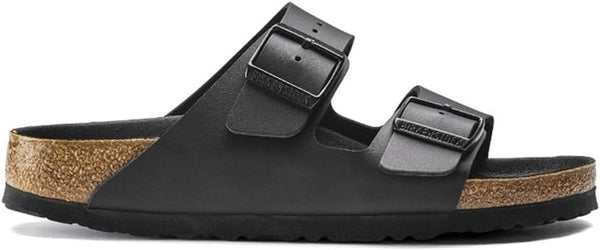 BIRKENSTOCK MEN'S ARIZONA BIRKO-FLOR TWO STRAP SLIDES/SANDALS LEATHER 11 - BLACK - Brand New