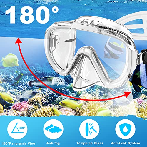 Zipoute Snorkel Dry Top Snorkeling Gear Panoramic Anti-Leak M61019 - White Like New