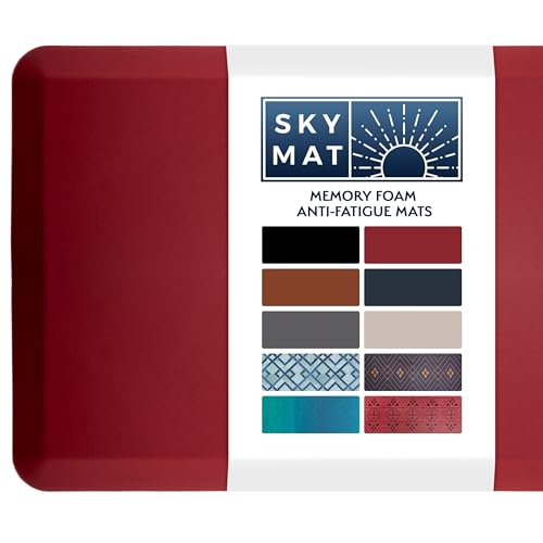 SKY SOLUTIONS ANTI FATIGUE MAT 3/4" CUSHIONED DESK & GARAGE 24" X 70" - BURGUNDY - Like New