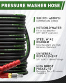 TIANTINGHEN 4800PSI 3/8" PRESSURE WASHER HOSE 200FT - RED - Like New