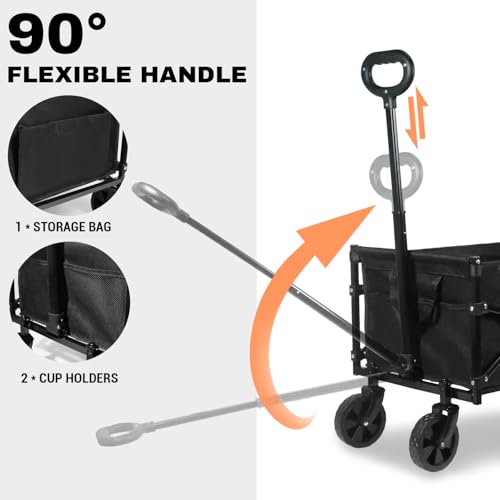 SAILARY COLLAPSIBLE WAGON 352LBS CAPACITY LARGE WAGONS CARTS VS23FW05-01 - BLACK - Like New