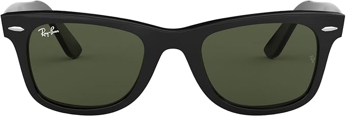 RAY-BAN ORIGINAL WAYFARER SQUARE SUNGLASSES 52 MILLIMETER - BLACK/G-15 GREEN - Like New