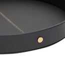 Faux Leather Round Serving Tray for Coffee Table and Ottoman B096JR6PHY -Black - Brand New