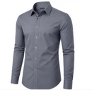 JAMES TAILOR MEN' SLIM FIT LONG SLEEVE STRETCH DRESS SHIRT - SIZE: MEN M - GRAY - Brand New
