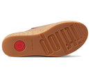 FITFLOP ELOISE CORK-WRAP LEATHER WEDGE SLIDES - SIZE: WOMEN 8 (AU/UK W6) - BEIGE - Like New