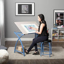 SD STUDIO DESIGNS CRAFT TABLE | ANGLE ADJUSTABLE TOP, STOOL - BLUE/GRAY - Like New