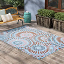 SMM005 Reversible Outdoor Plastic Rugs,Easy to Clean Patio Mat - 9x12 Blue - Brand New