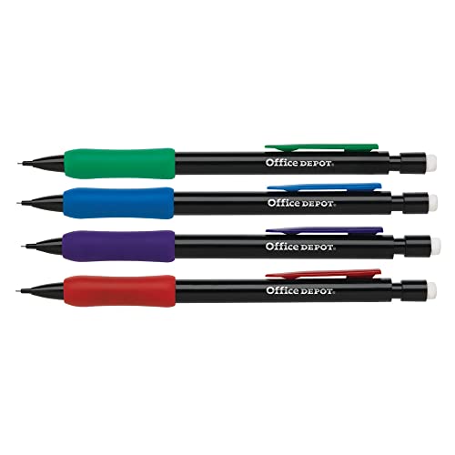 OFFICE DEPOT MECHANICAL PENCILS WITH COMFORT GRIP 0.7 MM PACK OF 12 - MULTI - Brand New