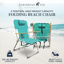 CARIBBEAN JOE FOLDING BEACH CHAIR 4 POSITION PORTABLE BACKPACK FOLDABLE - TEAL - Like New