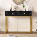 Harper & Bright Designs Modern Sleek Console Table Two Drawers Stripe Design - Brand New