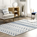 nuLOOM 4x6 Moroccan Blythe Area Rug, Light Blue, Faded Bohemian Design - Like New