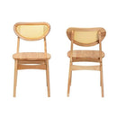 Baxton Studio Nenet Oak Brown Finished Wood and Rattan 2-Piece Dining Chair Set - Brand New