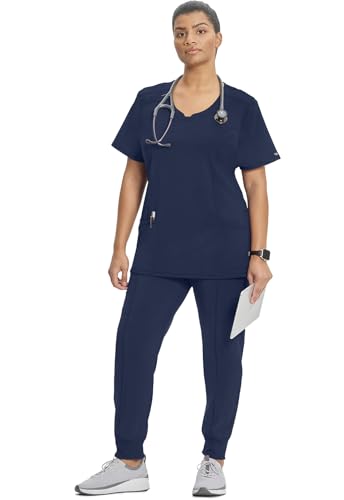 CHEROKEE INFINITY SCRUBS WOMEN ROUND NECK 3 POCKETS 360° STRETCH M NAVY - Brand New