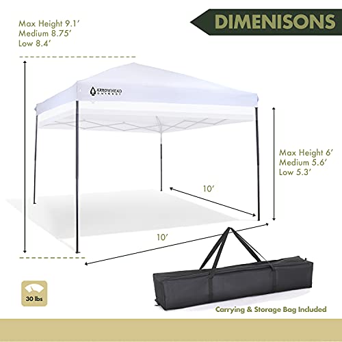 ARROWHEAD 10'x10' (v2.0) Pop-up Canopy & Shelter KGS0382U - WHITE - Like New