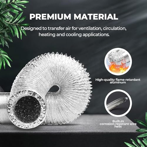 SIMPLE DELUXE 4" 8 FEET DUCTING, NON-INSULATED FLEX ALUMINUM FOIL - SILVER - Brand New