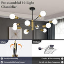 BESLOWE 10-LIGHT MODERN SPUTNIK CHANDELIER, JP2034.10BKGD - BLACK & GOLD - Like New