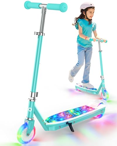 GYROOR KS2 KIDS ELECTRIC SCOOTER WITH LED LIGHTS – SAFE 5 MPH SPEED - CYAN - Like New