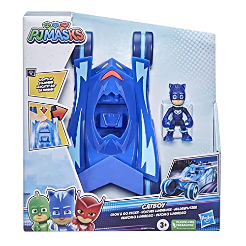 PJ Masks Glow & Go Cat-Car Preschool Toy Vehicle Light Up Racer Vehicle Blue - Like New