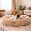 FITION DOG CAT BED DONUT BED PUPPY KITTEN WASHABLE ROUND FLUFFY - TANISH PINK - Brand New
