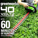 Greenworks 40V 24" Cordless Hedge Trimmer 1" Cutting Capacity Tool Only HT40B02 Like New