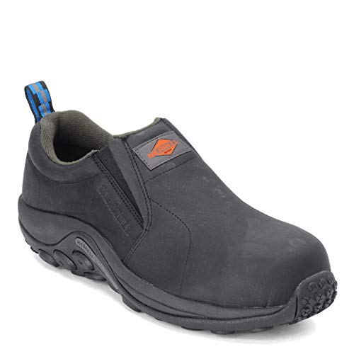 J099317W MERRELL MEN'S JUNGLE MOC LEATHER COMP TOE, SIZE MEN 11W, BLACK - Like New