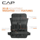 CAP BARBELL WORKOUT VEST WEIGHTED 20 LBS REMOVABLE IRON WEIGHTS - BLACK - Like New