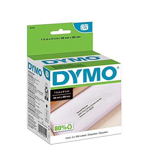 DYMO AUTHENTIC LW WHITE MAILING ADDRESS LABELS LABELS 2ROLLS OF 350 (700 TOTAL) - Brand New