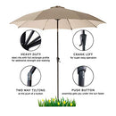 FLAME&SHADE 10 ft Outdoor Umbrella Patio Table and Market Umbrella Tilt, Beiege - Like New