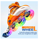 KUXUAN SKATES ADJUSTABLE INLINE SKATES YOUTH LARGE KIDS 3-6 - ORANGE - Like New