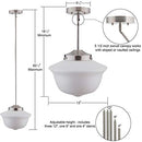 Linea di Liara Lavagna Schoolhouse Pendant, Milk Glass Shade - Brushed Nickel - Like New