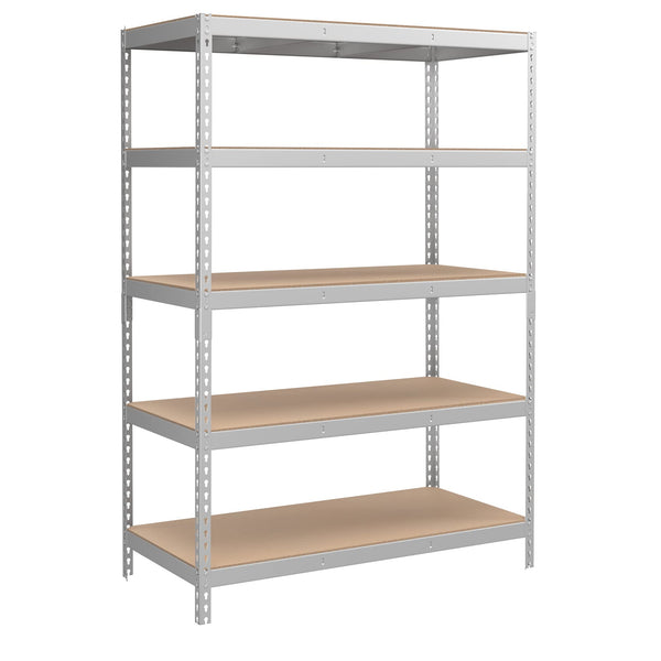SONGMICS 5-Tier Storage Shelves, 23.6 x 47.2 x 70.9, Silver and Natural Beige - Like New