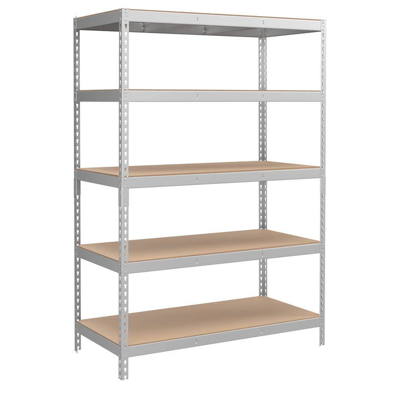 SONGMICS 5-Tier Storage Shelves, 23.6 x 47.2 x 70.9, Silver and Natural Beige - Like New